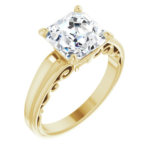 10K Yellow Gold Customizable Asscher Cut Solitaire