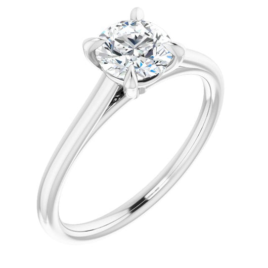 10K White Gold Customizable Classic Cathedral Round Cut Solitaire