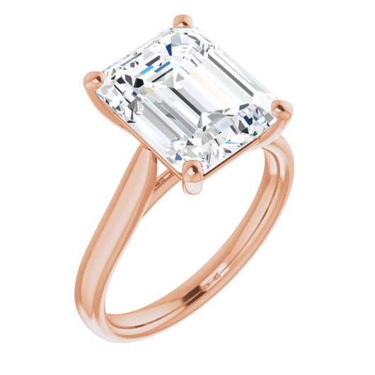 10K Rose Gold Customizable Cathedral-Prong Emerald/Radiant Cut Solitaire