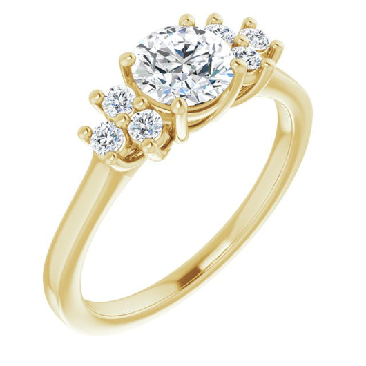 10K Yellow Gold Customizable Round Cut 7-stone Prong-Set Design