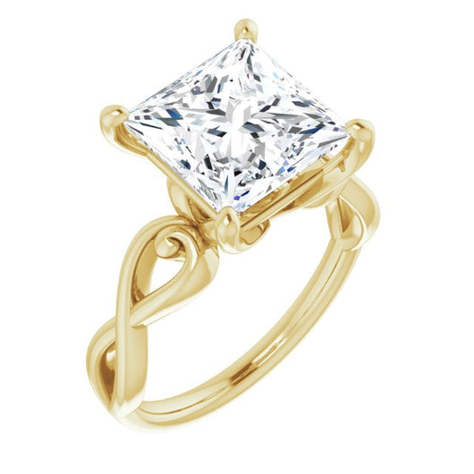 10K Yellow Gold Customizable Princess/Square Cut Solitaire Design with Tapered Infinity-symbol Split-band