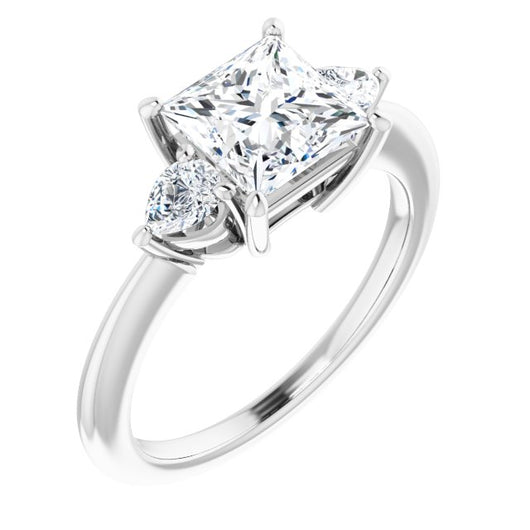 10K White Gold Customizable 3-stone Princess/Square Style with Pear Accents