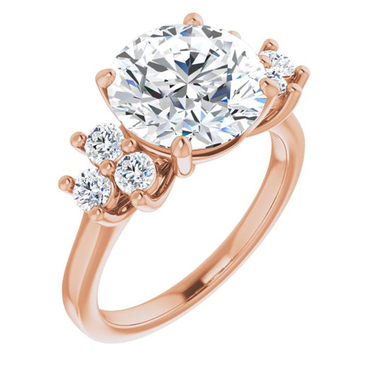 10K Rose Gold Customizable Round Cut 7-stone Prong-Set Design