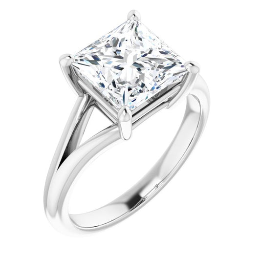 10K White Gold Customizable Princess/Square Cut Solitaire with Tapered Split Band