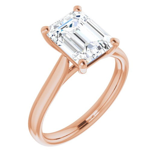 10K Rose Gold Customizable Cathedral-Prong Emerald/Radiant Cut Solitaire