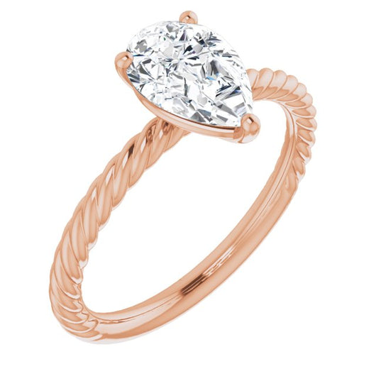 10K Rose Gold Customizable [[Cut] Cut Solitaire featuring Braided Rope Band