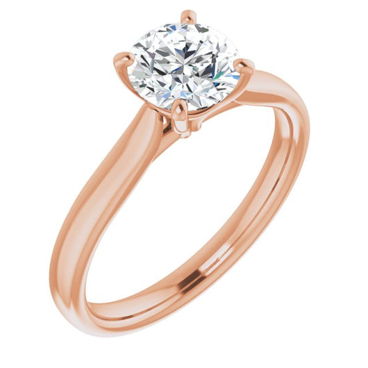 10K Rose Gold Customizable Cathedral-Prong Round Cut Solitaire