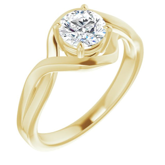 10K Yellow Gold Customizable Round Cut Hurricane-inspired Bypass Solitaire