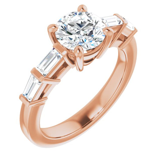 10K Rose Gold Customizable 9-stone Design with Round Cut Center and Round Bezel Accents