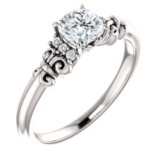 10K White Gold Customizable 7-stone Cushion Cut Design with Vertical Round-Channel Accents