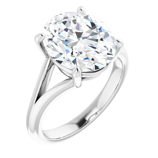 10K White Gold Customizable Oval Cut Solitaire with Tapered Split Band