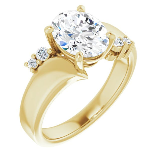 10K Yellow Gold Customizable 5-stone Oval Cut Style featuring Artisan Bypass