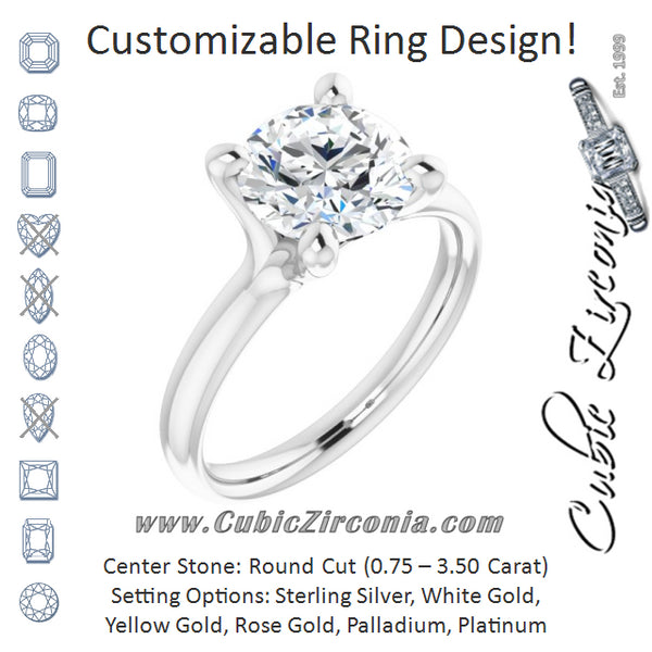 Cubic Zirconia Engagement Ring- The Carrie Anne (Customizable Round Cut Fabulous Solitaire)