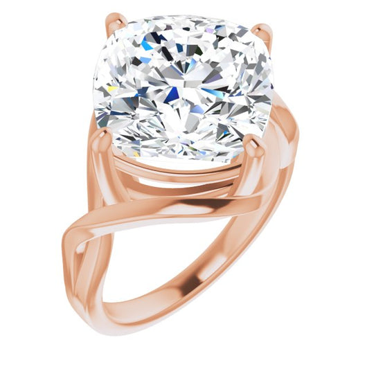 10K Rose Gold Customizable Cushion Cut Hurricane-inspired Bypass Solitaire