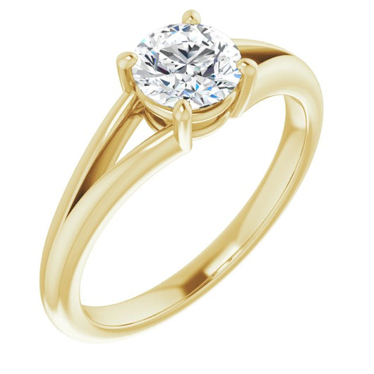 10K Yellow Gold Customizable Round Cut Solitaire with Tapered Split Band