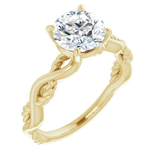 10K Yellow Gold Customizable Round Cut Solitaire with Twisting Split Band