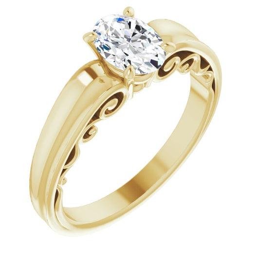 10K Yellow Gold Customizable Oval Cut Solitaire