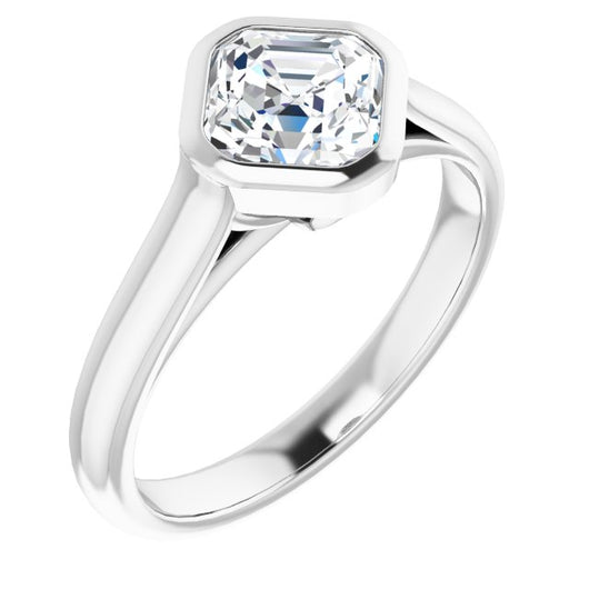 10K White Gold Customizable Cathedral-Bezel Asscher Cut 7-stone "Semi-Solitaire" Design