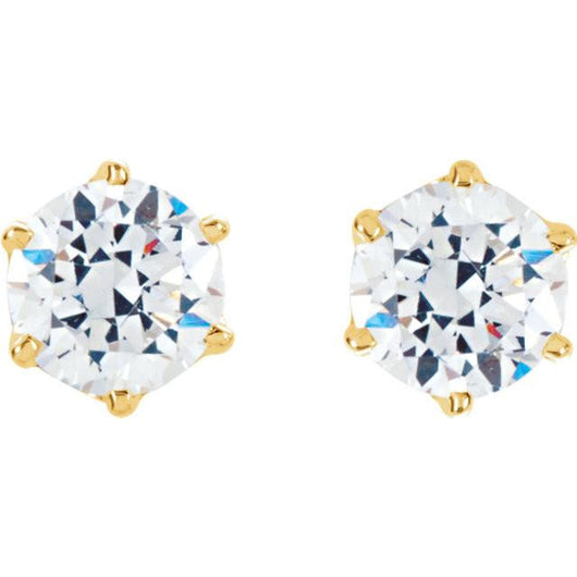 Cubic Zirconia Earrings- Customizable 6-Prong CZ Youth Stud Earring Set