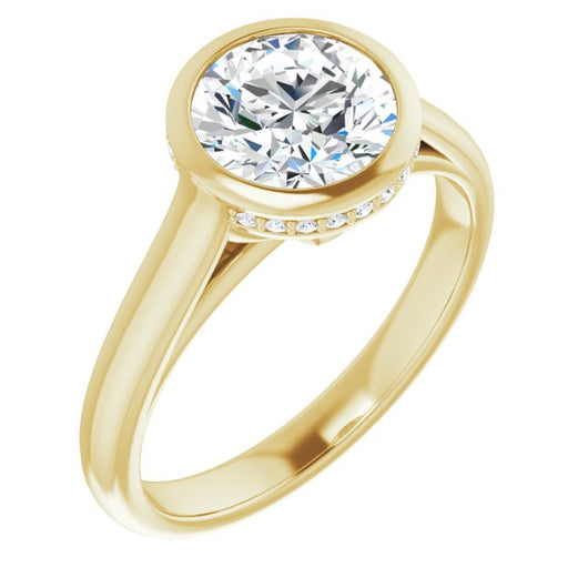 10K Yellow Gold Customizable Round Cut Semi-Solitaire with Under-Halo and Peekaboo Cluster