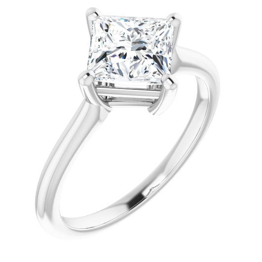 10K White Gold Customizable Princess/Square Cut Solitaire with Raised Prong Basket