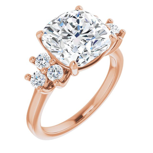 10K Rose Gold Customizable Cushion Cut 7-stone Prong-Set Design