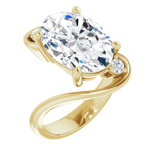 10K Yellow Gold Customizable 3-stone Oval Cut Setting featuring Artisan Bypass