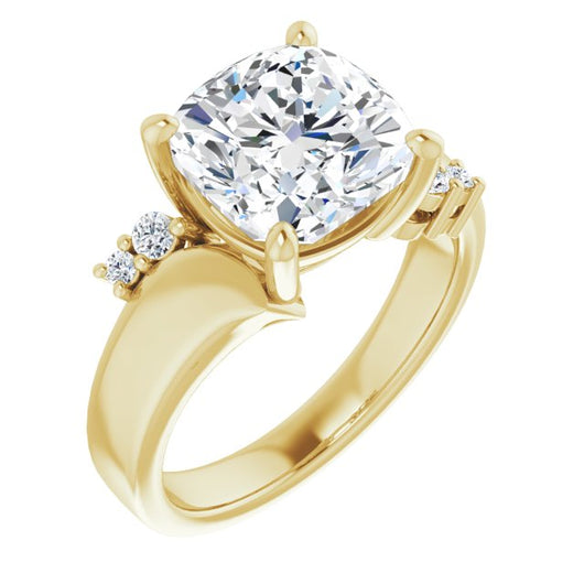 10K Yellow Gold Customizable 5-stone Cushion Cut Style featuring Artisan Bypass