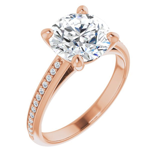 10K Rose Gold Customizable Cathedral-set Round Cut Style with Shared Prong Band