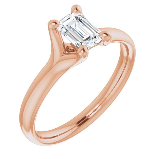 10K Rose Gold Customizable Emerald/Radiant Cut Fabulous Solitaire