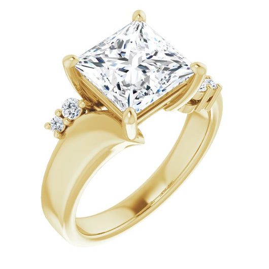 10K Yellow Gold Customizable 5-stone Princess/Square Cut Style featuring Artisan Bypass