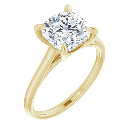 10K Yellow Gold Customizable Classic Cathedral Cushion Cut Solitaire