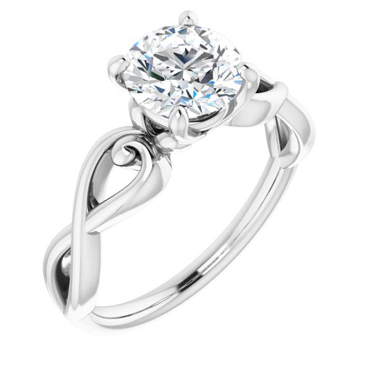 10K White Gold Customizable Round Cut Solitaire Design with Tapered Infinity-symbol Split-band