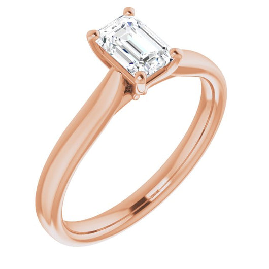 10K Rose Gold Customizable Cathedral-Prong Emerald/Radiant Cut Solitaire