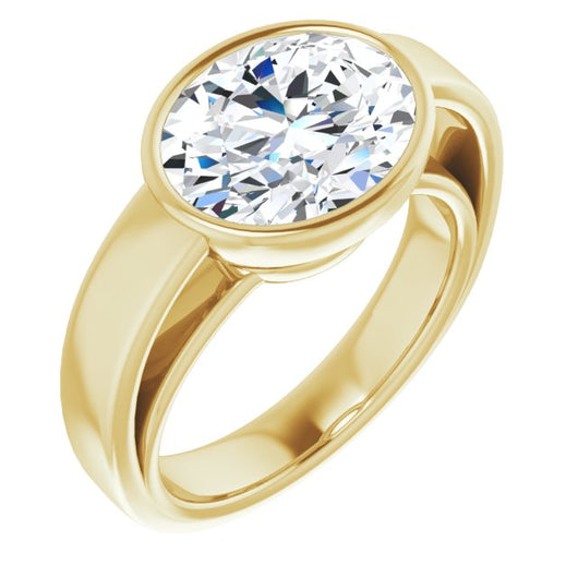 10K Yellow Gold Customizable Cathedral-Bezel Oval Cut Solitaire with Wide Band