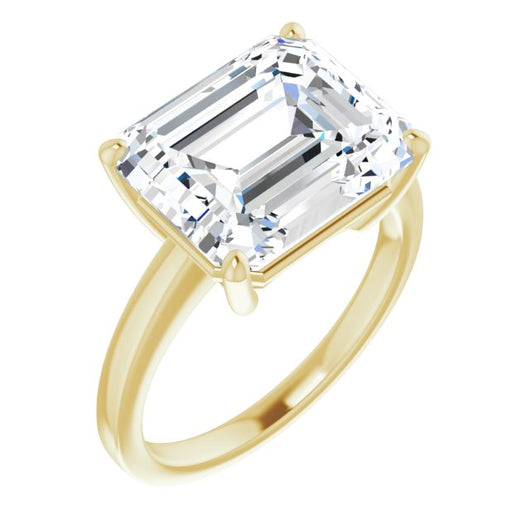 10K Yellow Gold Customizable Bowl-Prongs Emerald/Radiant Cut Solitaire with Thin Band