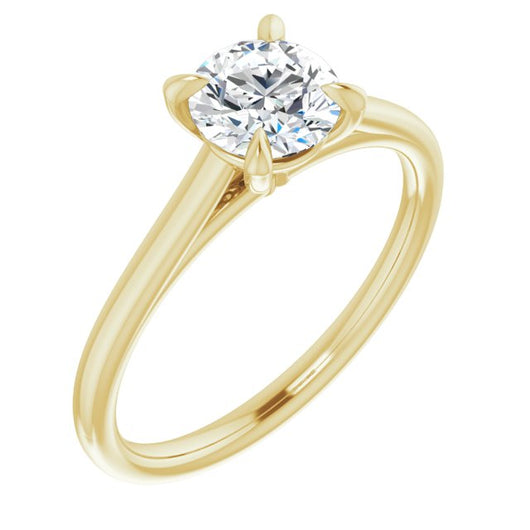 10K Yellow Gold Customizable Classic Cathedral Round Cut Solitaire