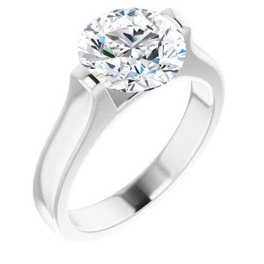 10K White Gold Customizable Bar-set Round Cut Solitaire