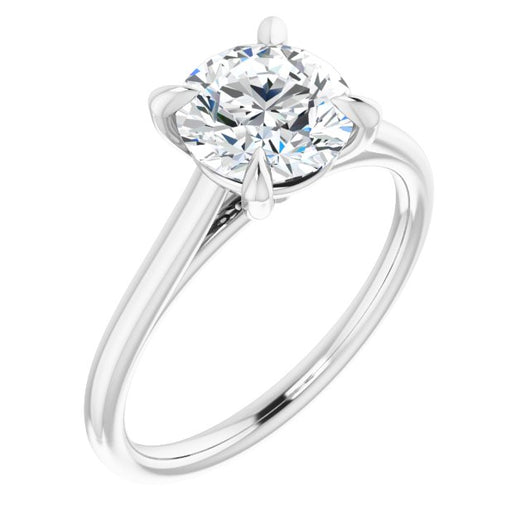 10K White Gold Customizable Classic Cathedral Round Cut Solitaire