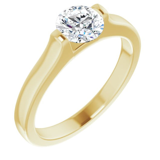 10K Yellow Gold Customizable Bar-set Round Cut Solitaire