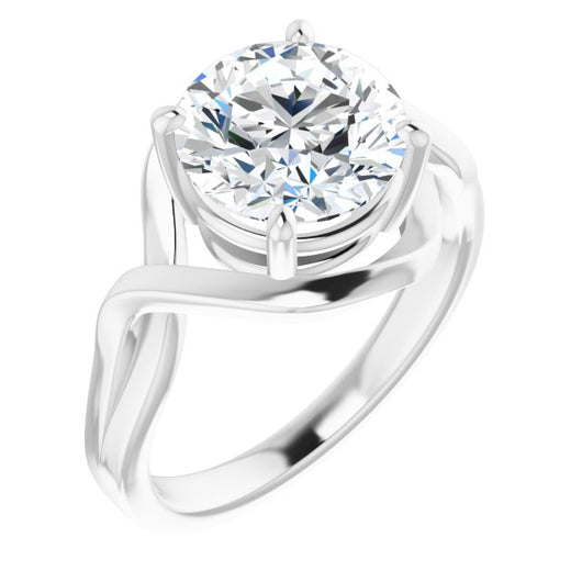 14K White Gold Customizable Round Cut Hurricane-inspired Bypass Solitaire