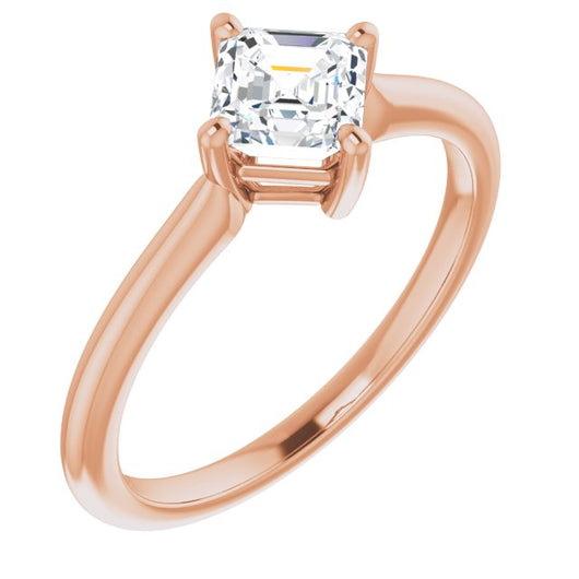 10K Rose Gold Customizable Asscher Cut Solitaire with Raised Prong Basket