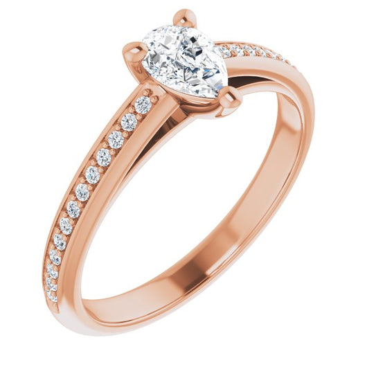 10K Rose Gold Customizable Cathedral-set Pear Cut Style with Shared Prong Band