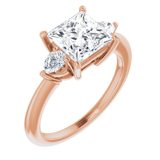 10K Rose Gold Customizable 3-stone Princess/Square Style with Pear Accents