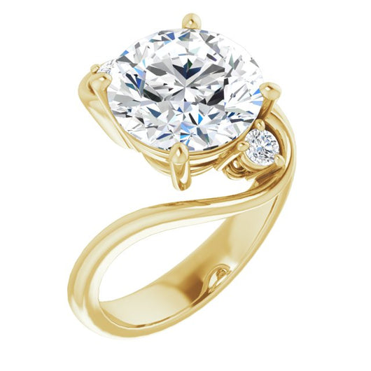 10K Yellow Gold Customizable 3-stone Round Cut Setting featuring Artisan Bypass