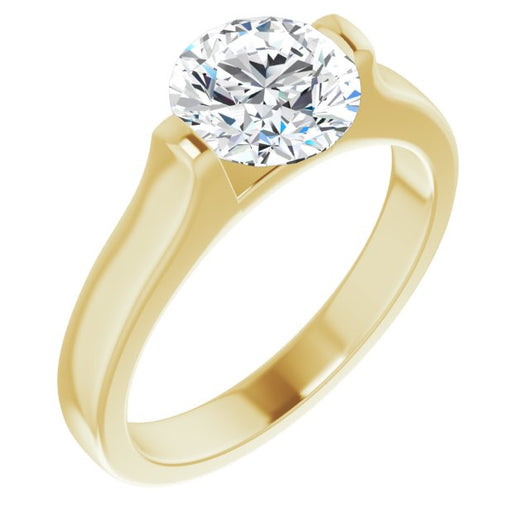 10K Yellow Gold Customizable Bar-set Round Cut Solitaire