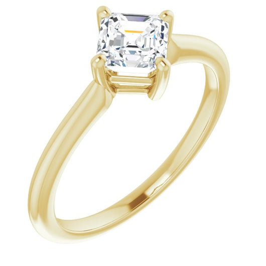 10K Yellow Gold Customizable Asscher Cut Solitaire with Raised Prong Basket