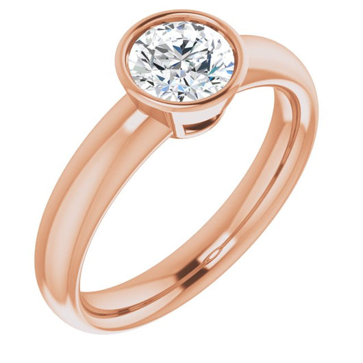 10K Rose Gold Customizable Bezel-set Round Cut Solitaire with Wide Band