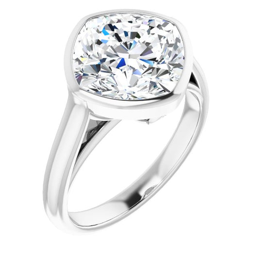 10K White Gold Customizable Cathedral-Bezel Cushion Cut 7-stone "Semi-Solitaire" Design