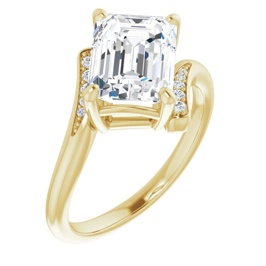 10K Yellow Gold Customizable 11-stone Emerald/Radiant Cut Design with Bypass Channel Accents